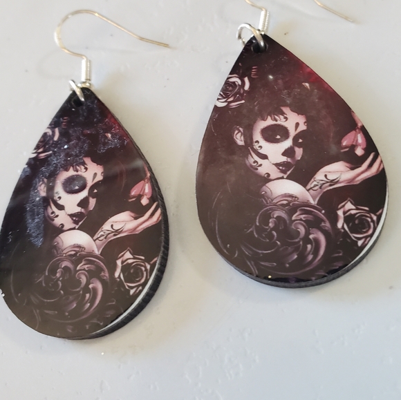 Day of the Dead Teardrop Earrings - Picture 12 of 15